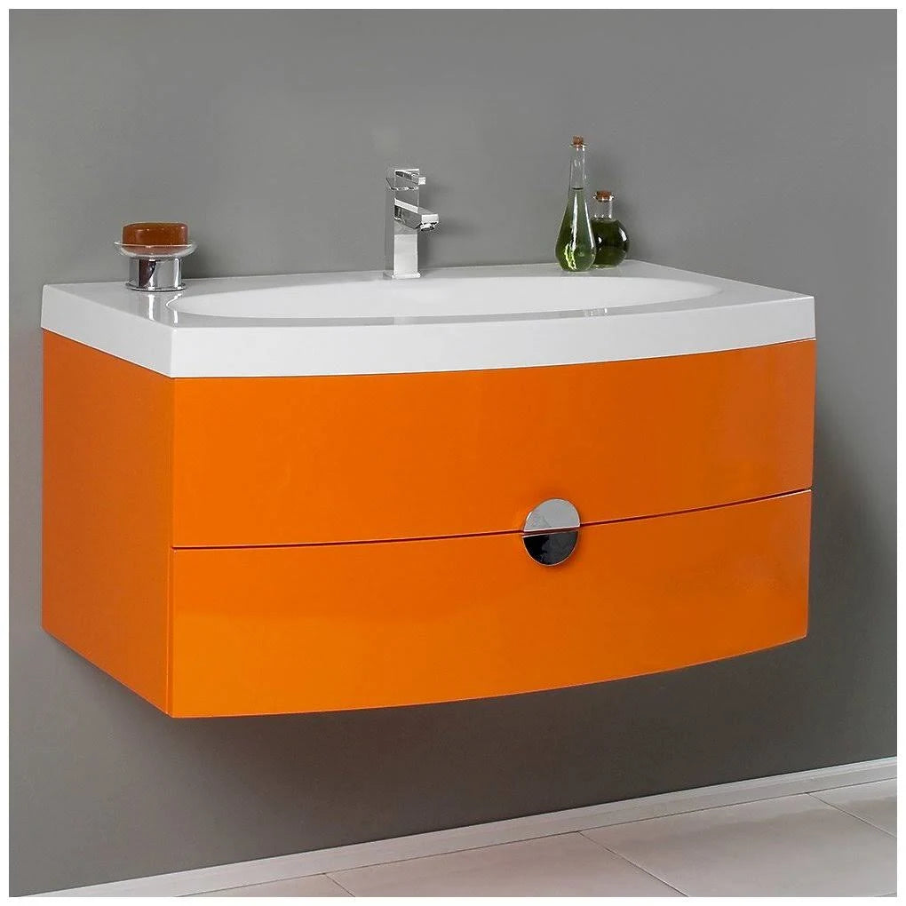 Orange Modern Bathroom Cabinet with Integrated Sink X870819