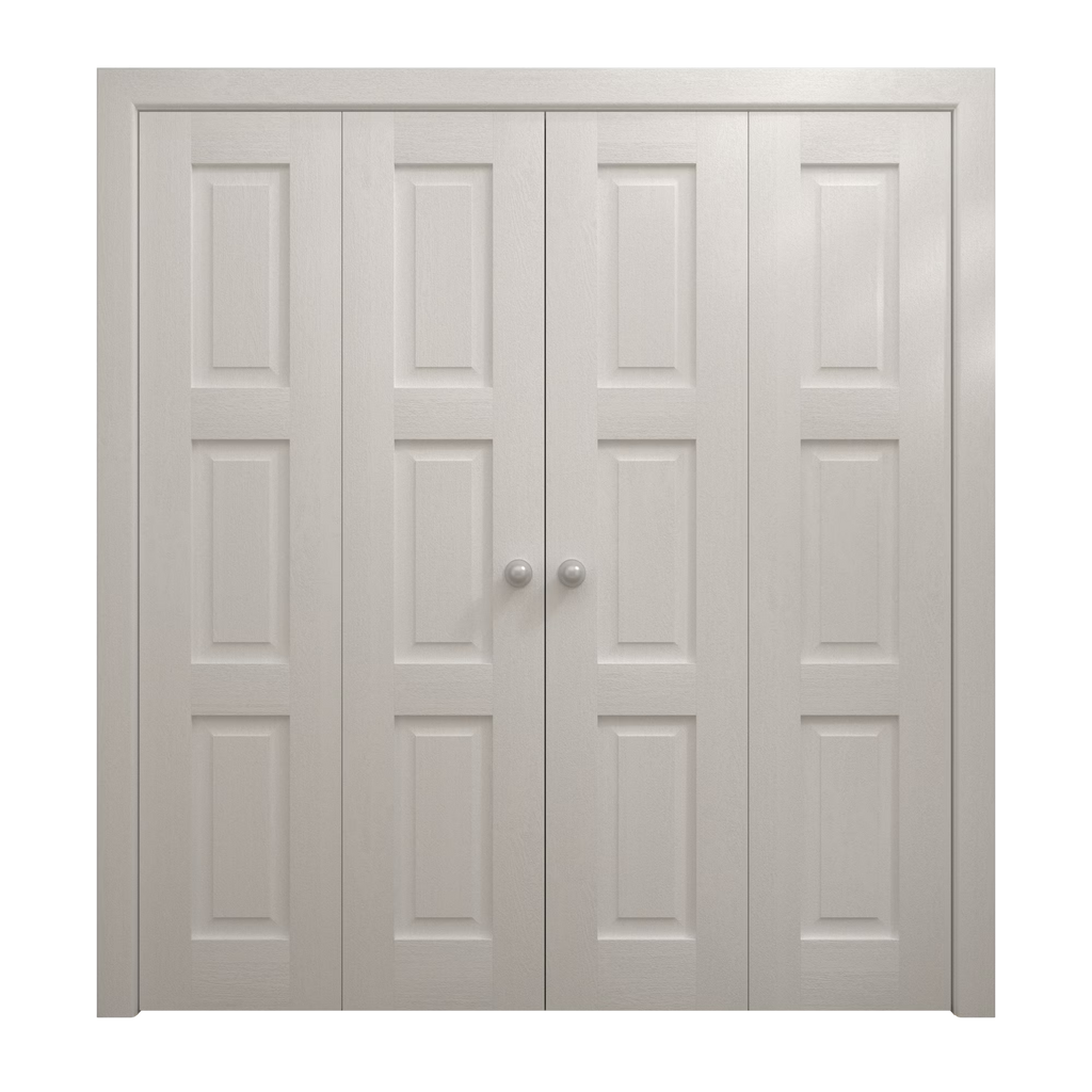 Sliding Closet Double Bi-fold Doors 72 x 80 inches Painted White Oak Wood Solid Hardware Set L32946