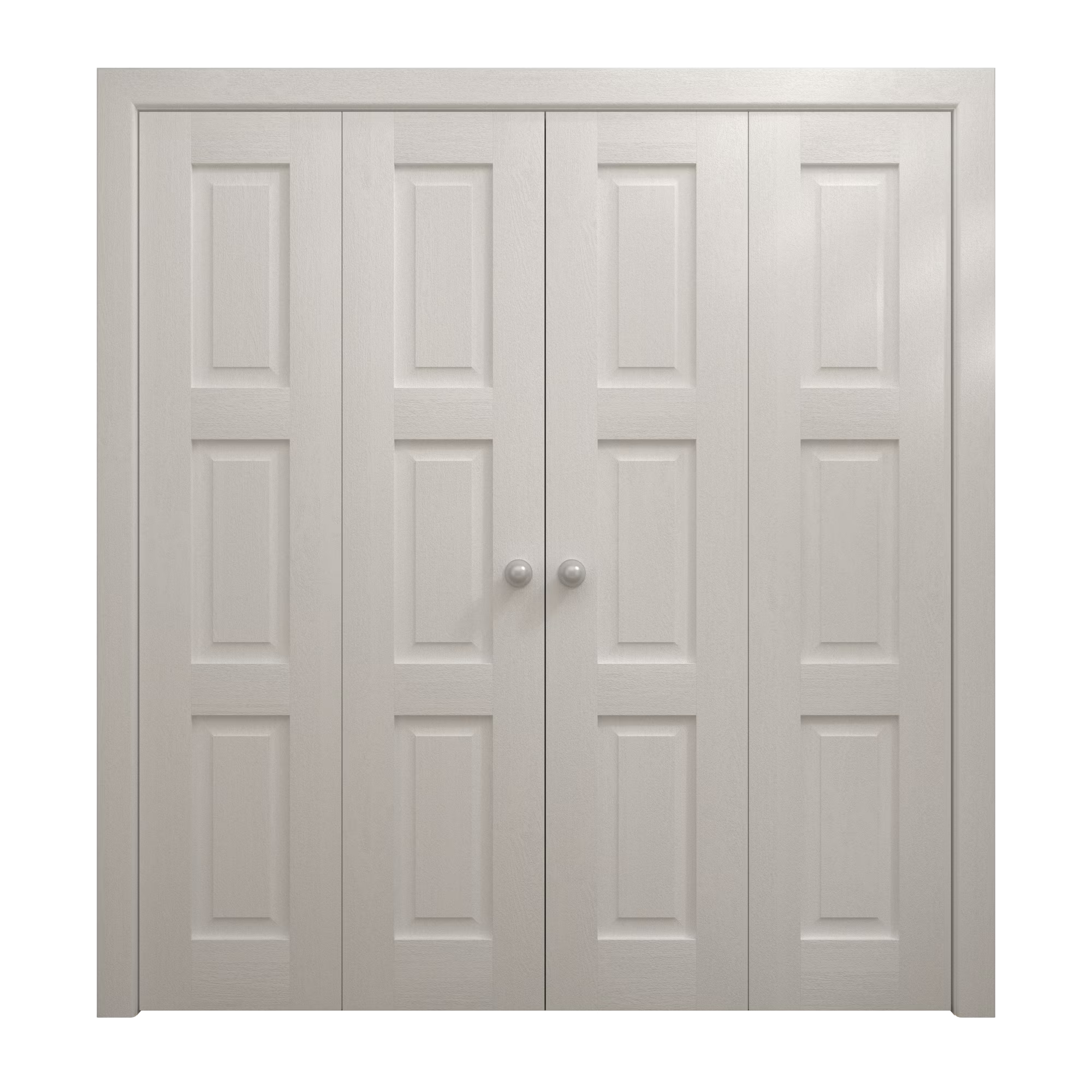 Sliding Closet Double Bi-fold Doors 72 x 80 inches Painted White Oak Wood Solid Hardware Set L32946