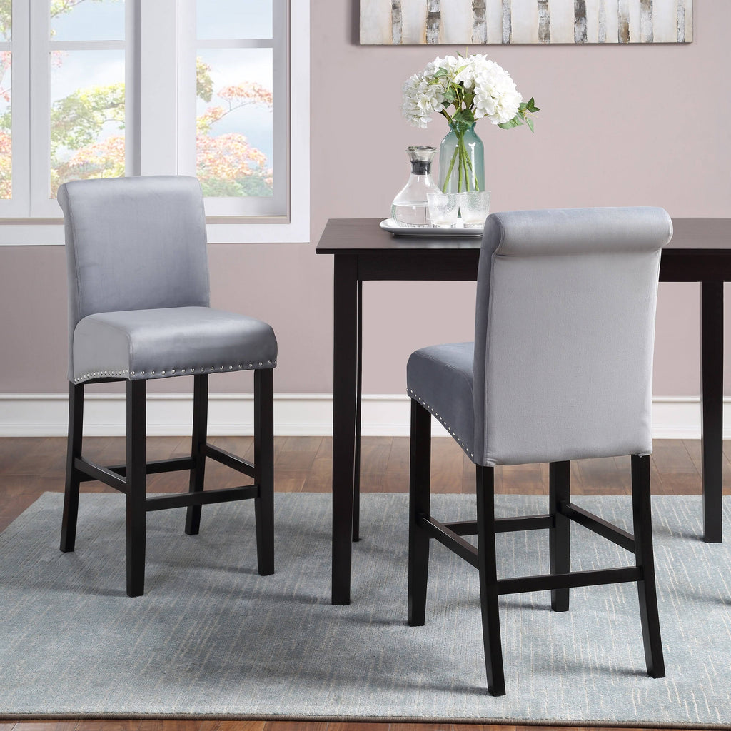 White Velvet Counter Chair Set of 2 B28607