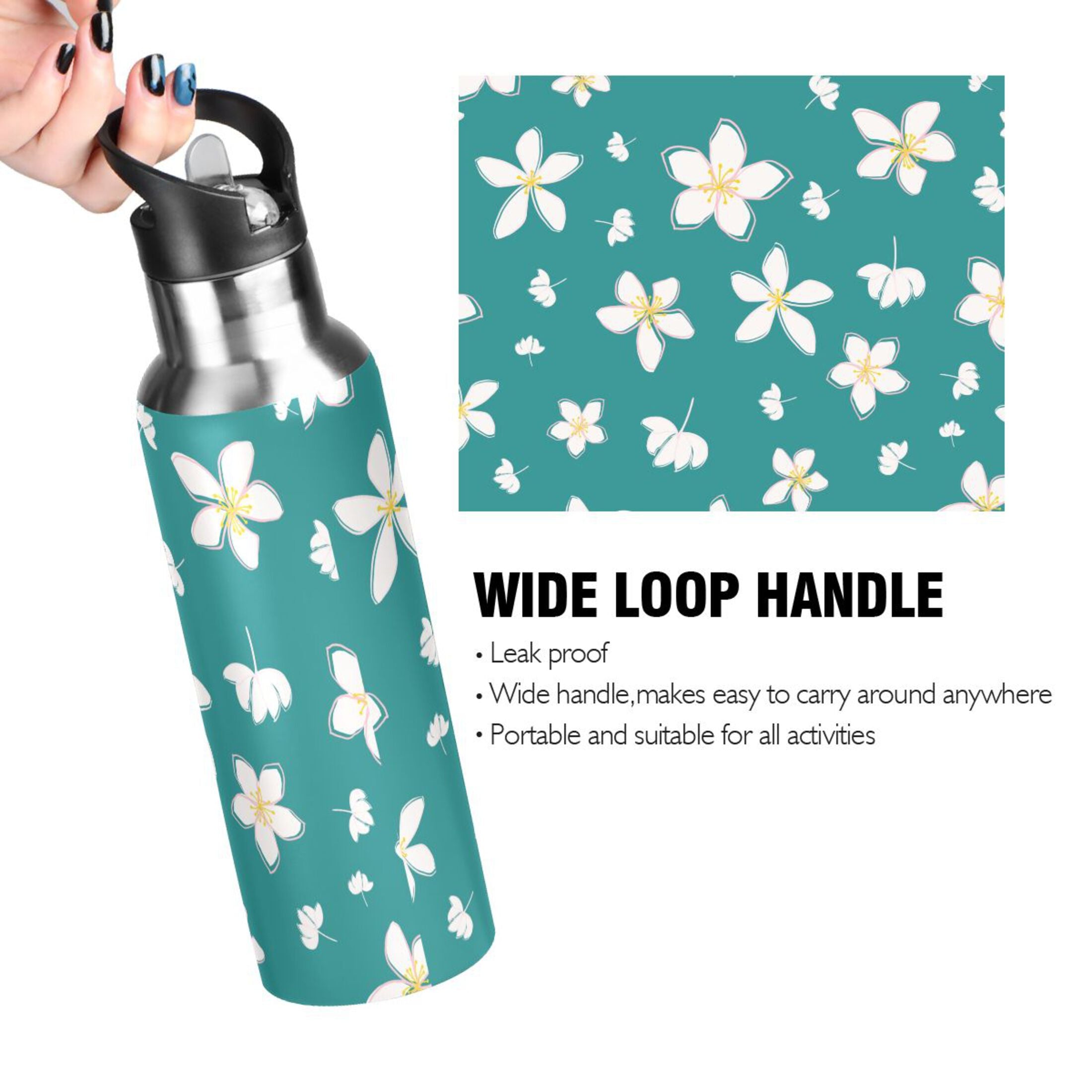 Teal Stainless Steel Insulated Water Bottle with Straw Lid S69399