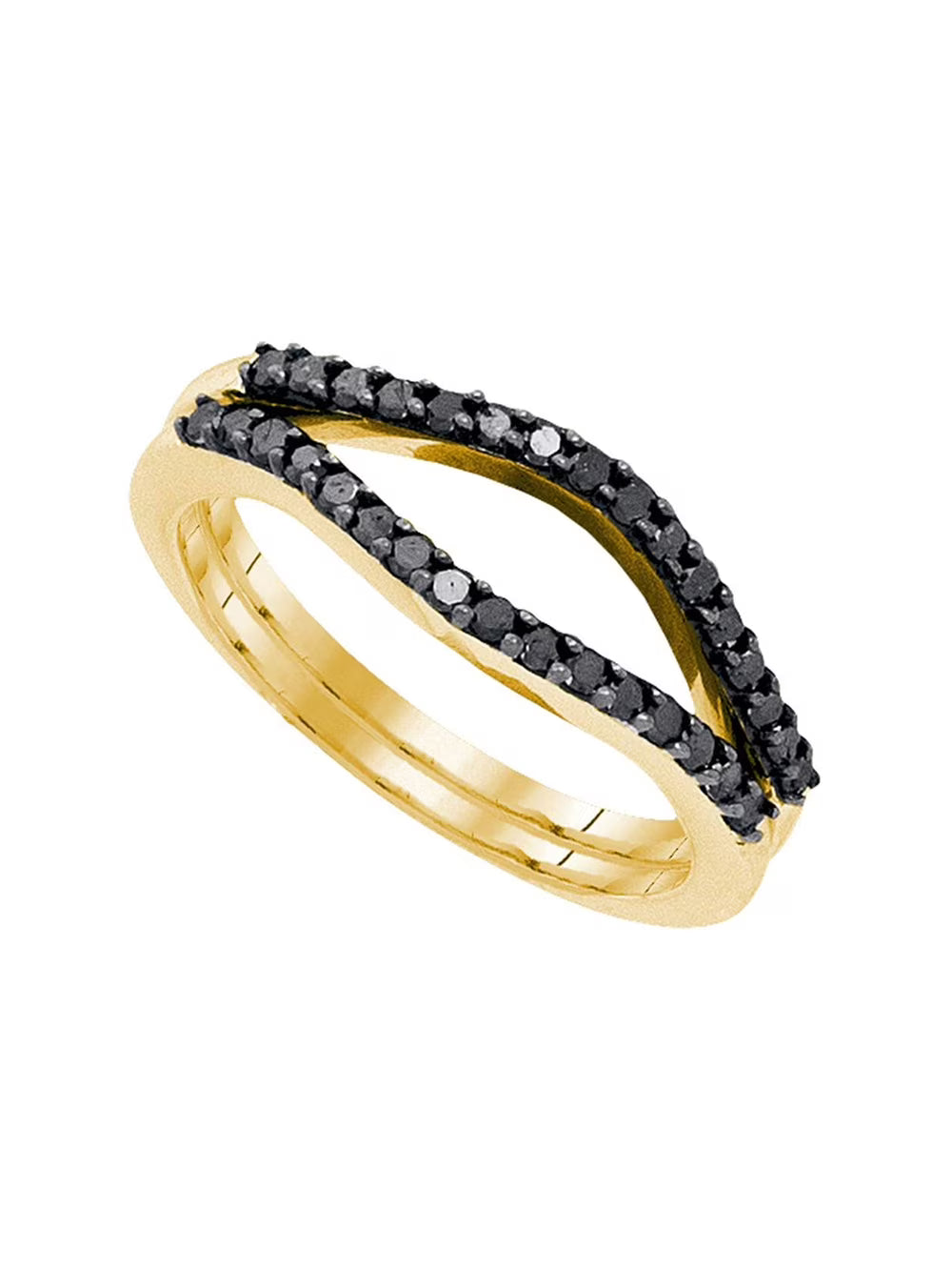 10kt Yellow Gold Black Diamond Wrap Ring Guard Enhancer 1/3 Cttw J93864