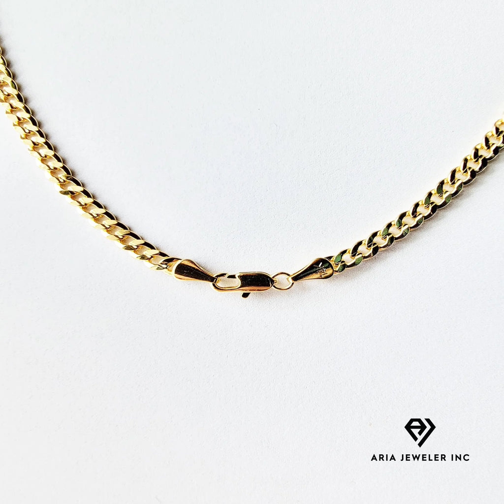14k Bonded Gold Necklace with Red Rose Cross Pendant, 14K Cuban Chain Necklace I7112