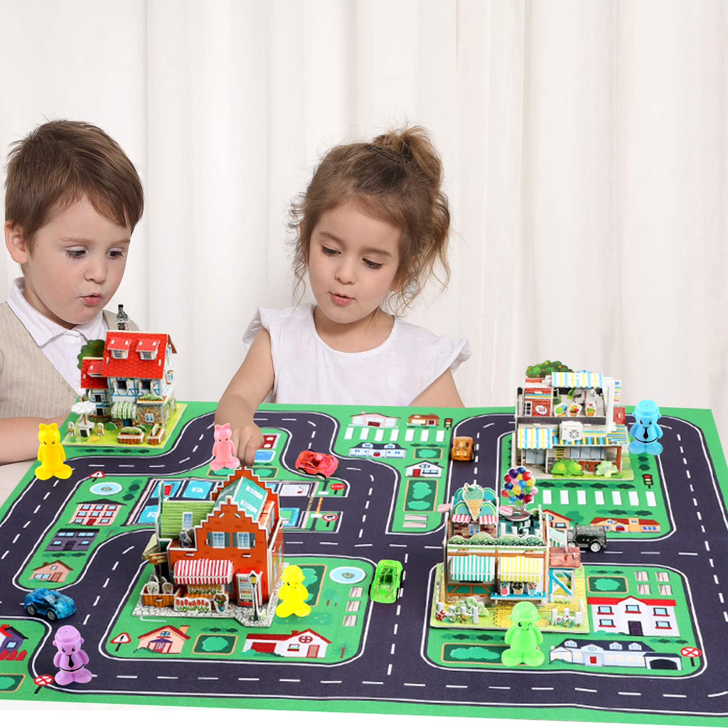 Construction Building Sets with 6 Cartoon Character Toys I371317