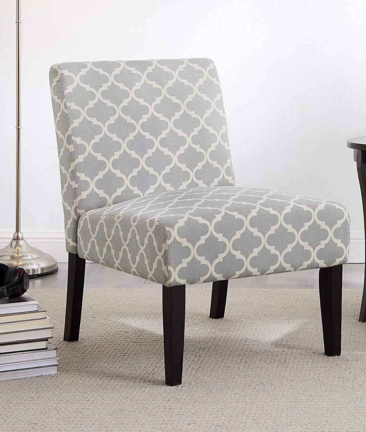 3pc Gray Fabric Side Table and 2 Chairs S795