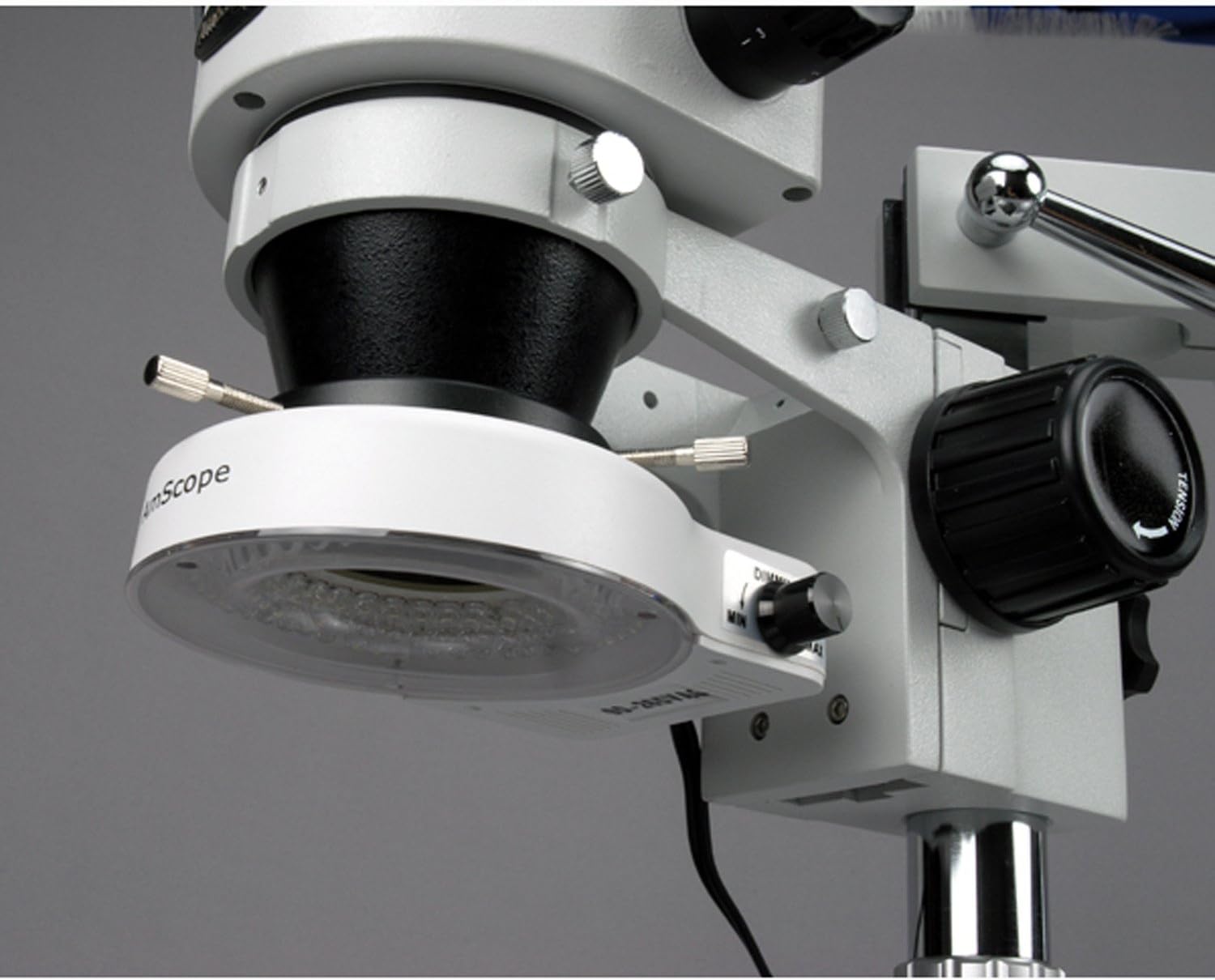 Binocular Stereo Zoom Microscope, 3.5X-90X Magnification, LED Ring Light, Double-Arm Boom Stand O697279