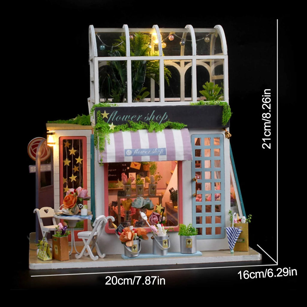 Starry Sky Flower Room Wooden Miniature Dollhouse Kit G61159