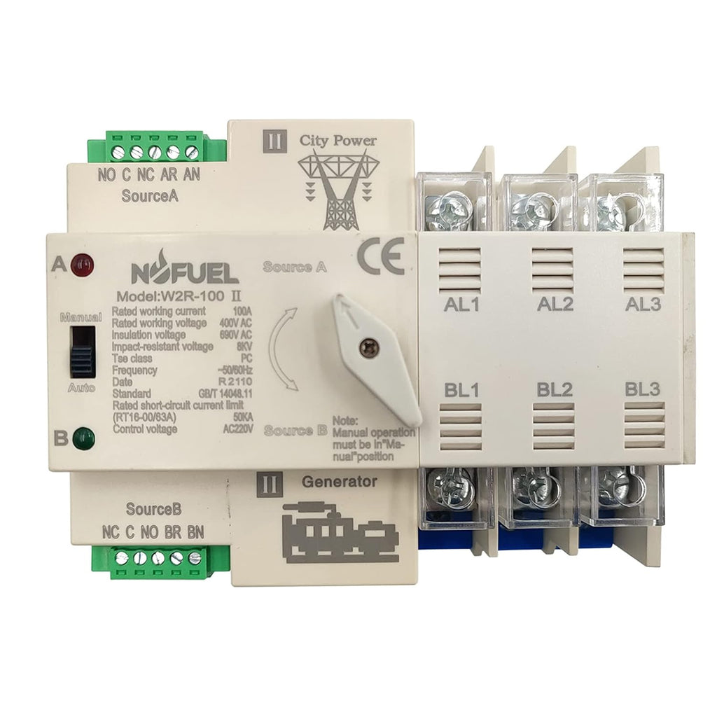2P 100A Dual Power Automatic Transfer Switch Din Rail 220V Pack of 2 D4917