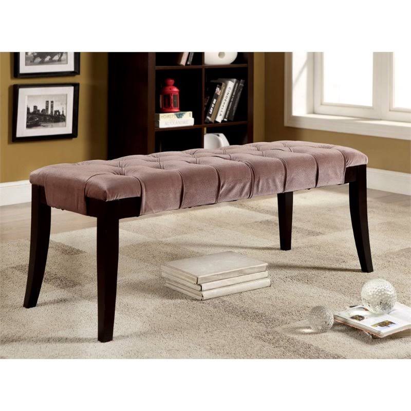 Brown Fabric Tufted Bench M585