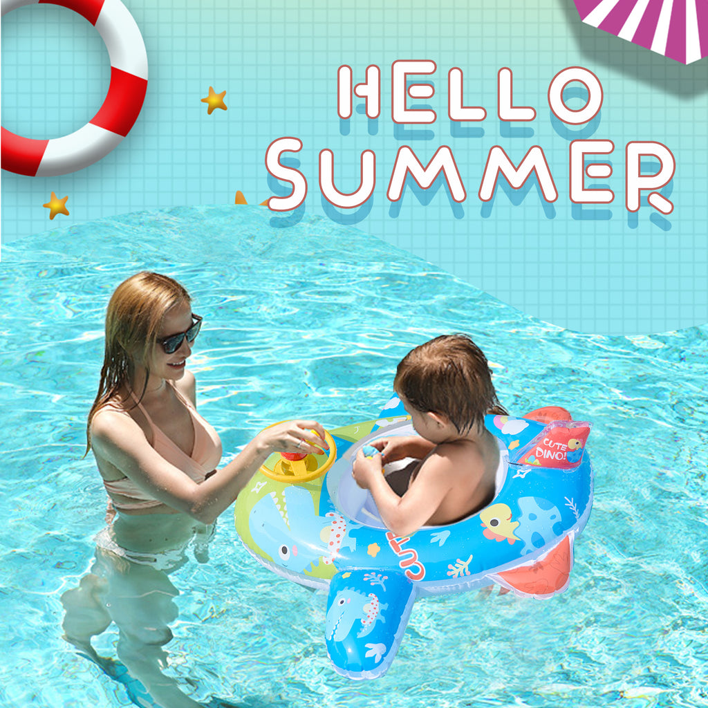 Inflatable Pool Float Ring with Steering Wheel Horn for Kids G71388