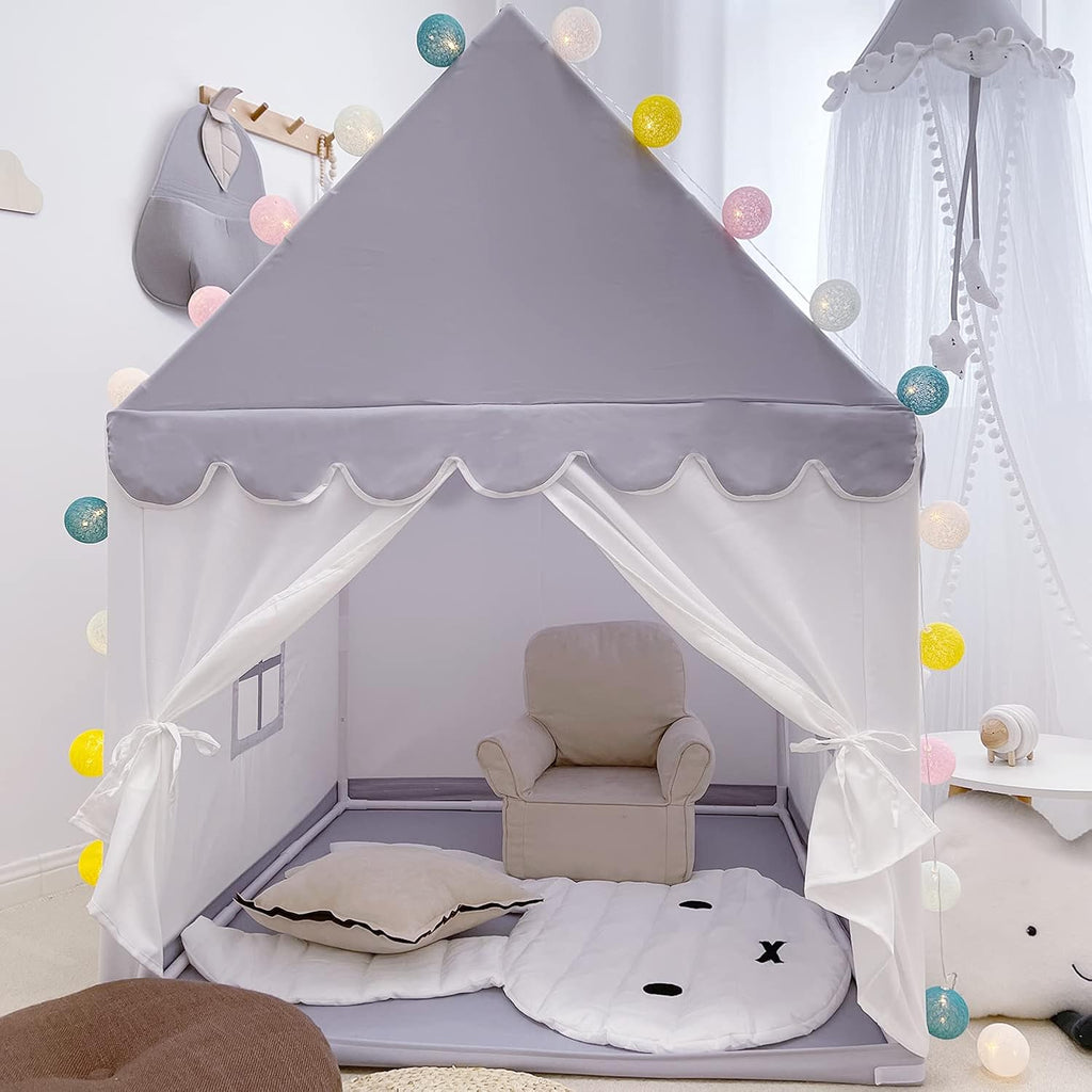 Grey Kids Play Tents Princess Castle Indoor Playhouse U96746