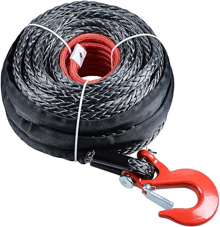 85ft x 3/8 inch Synthetic Winch Line Rope with Heat Rock Guard T394