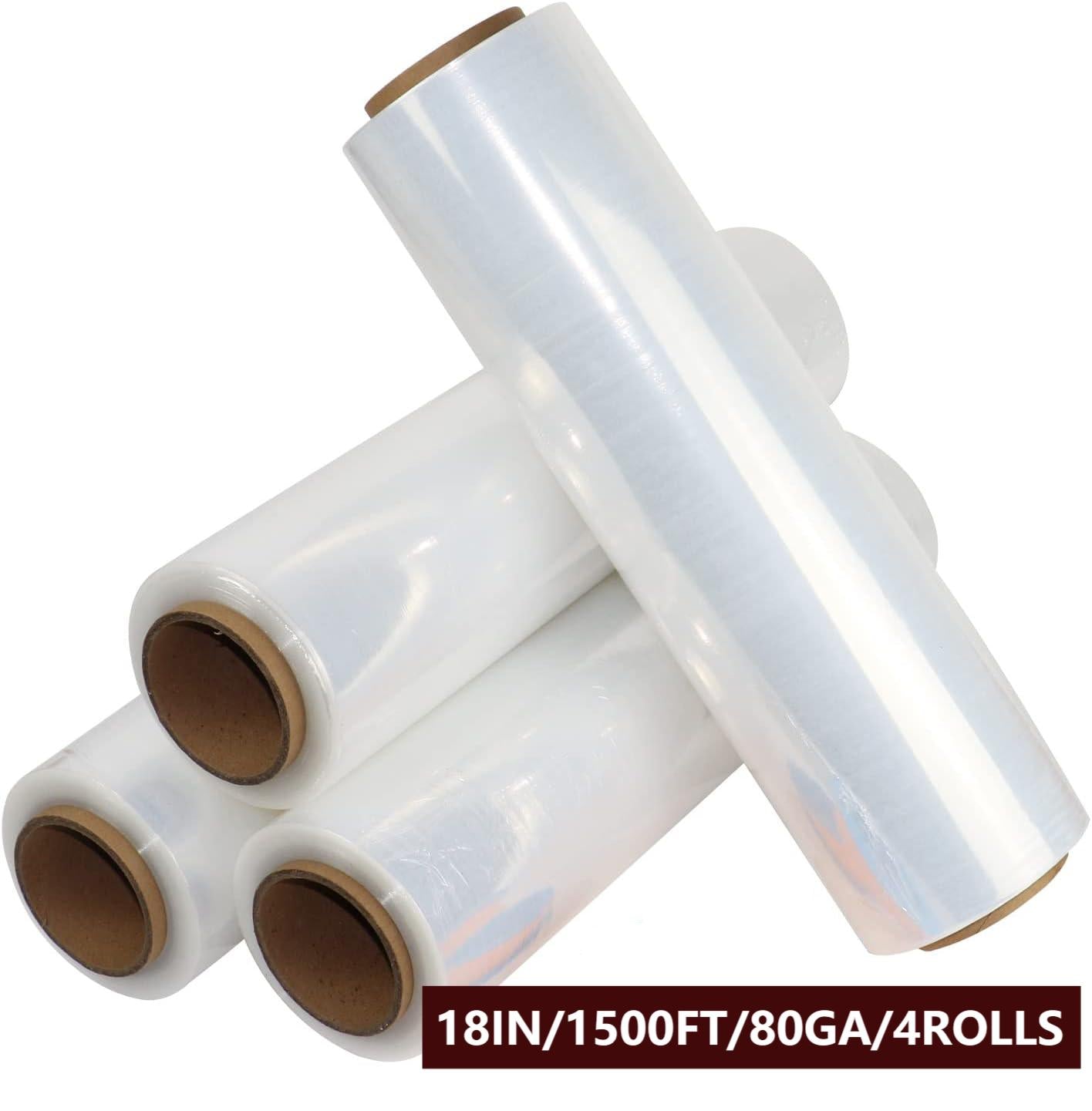 18" x 1500' Clear Cast Hand Stretch Film, 80 Gauge, 4 Rolls Z6018