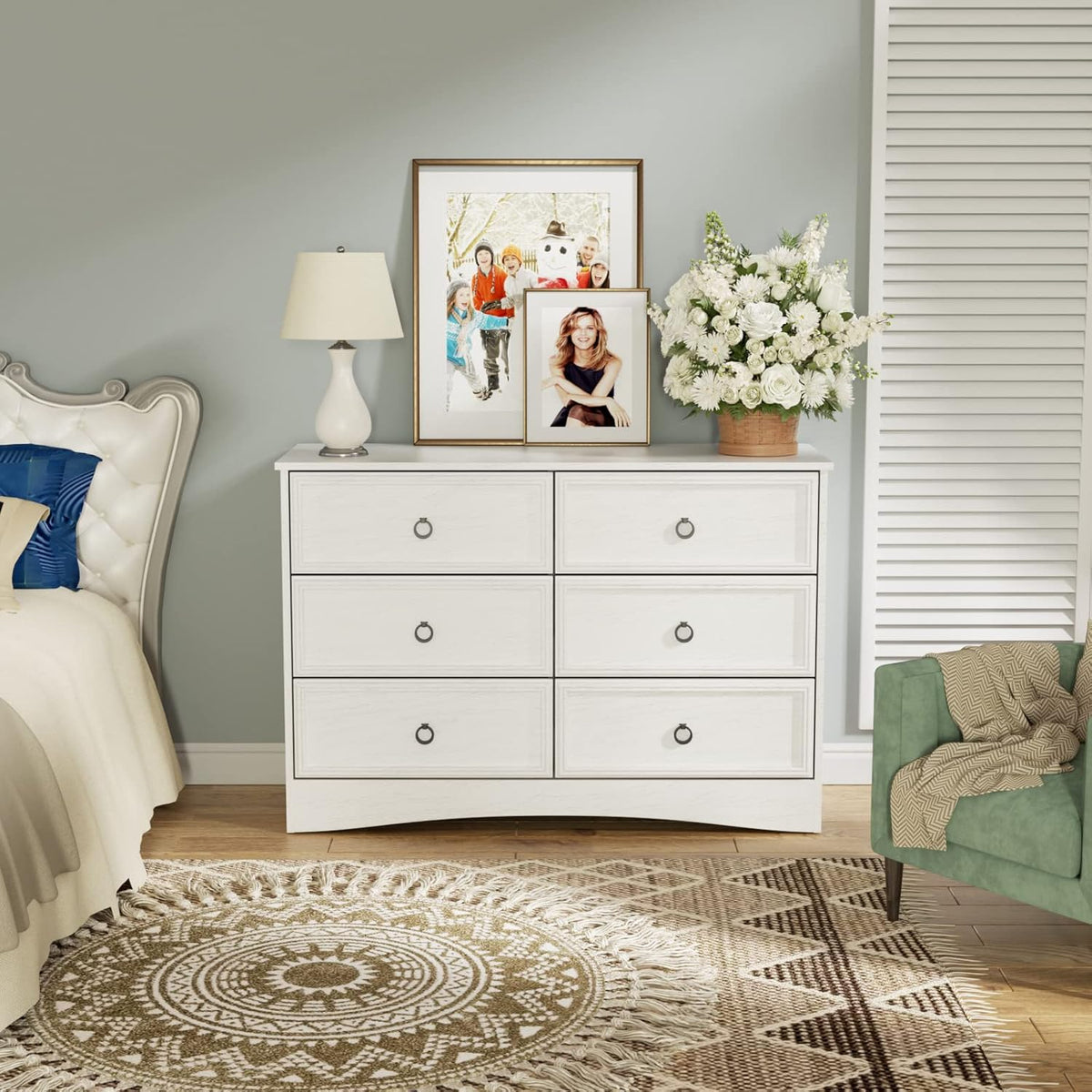 White 6 Drawer Dresser Q33345