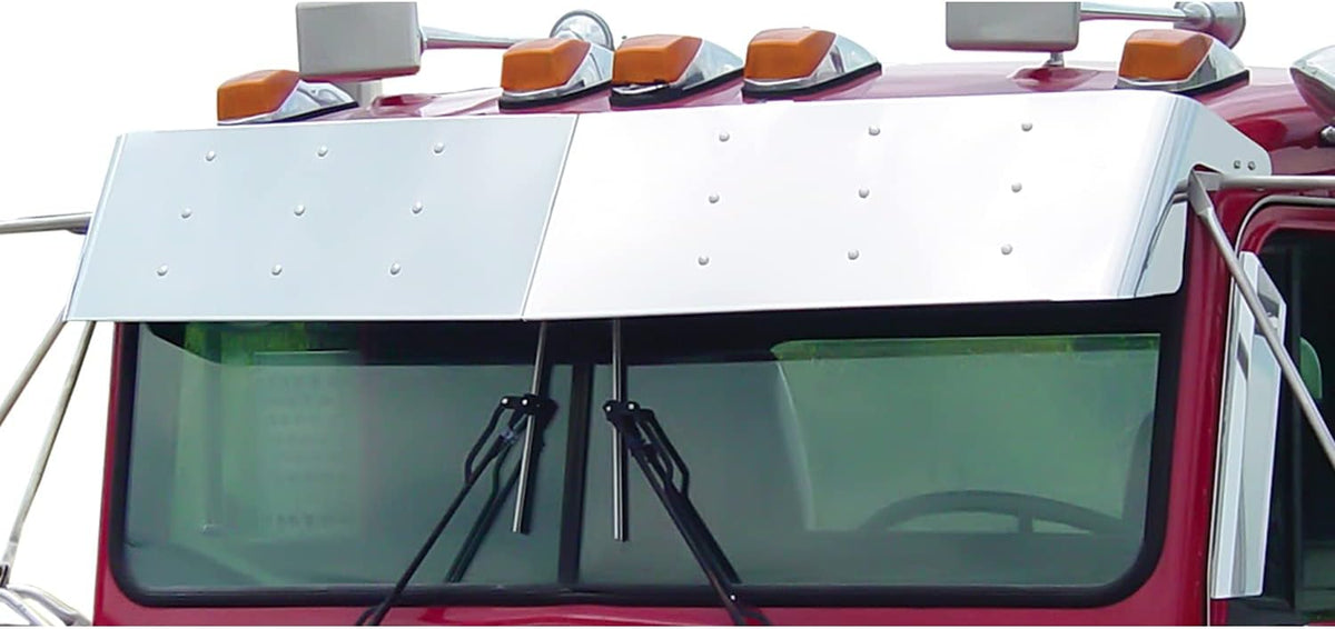 Stainless Steel 12” Drop Visor for Kenworth W900 Style Cab L735