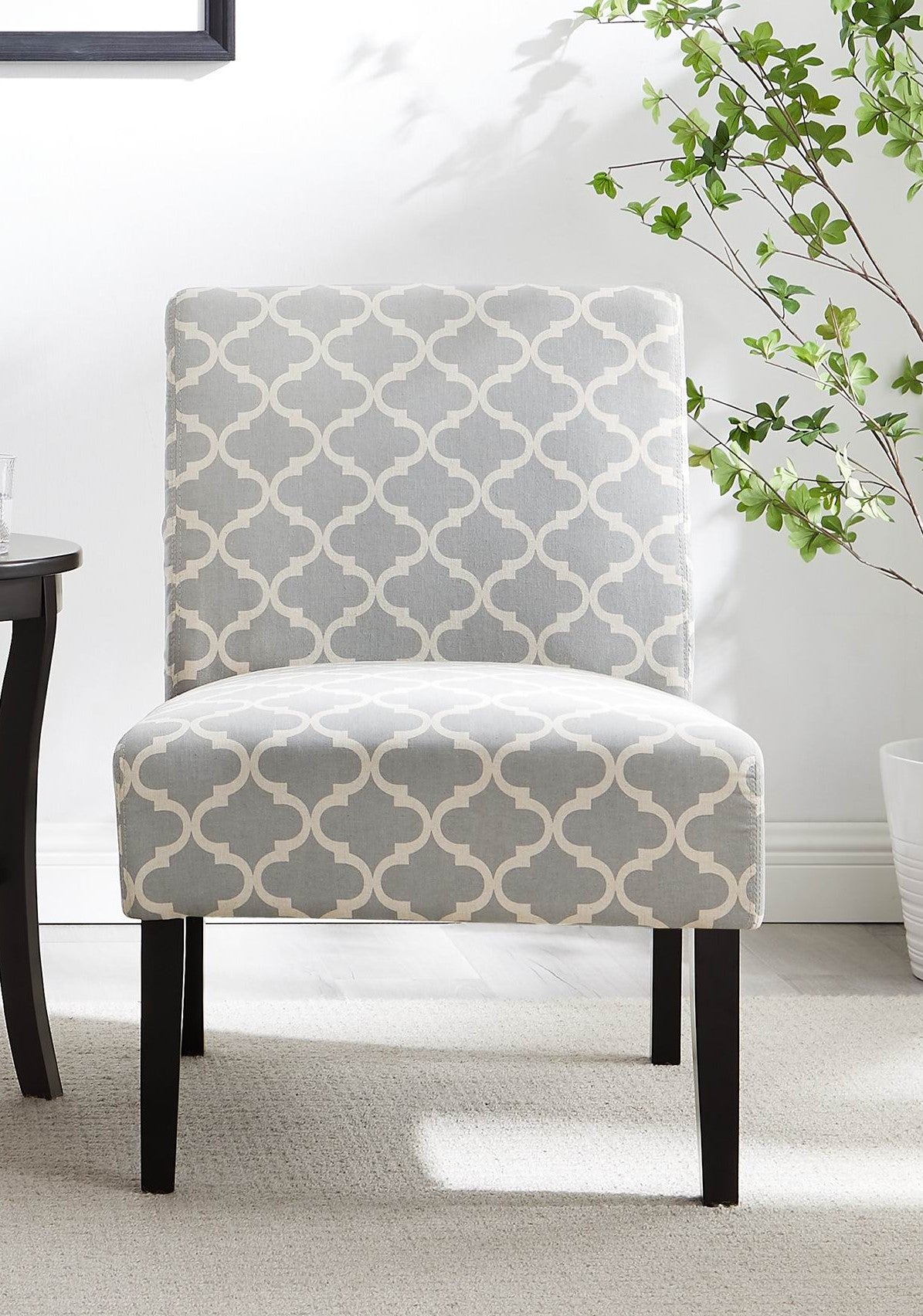 3pc Gray Fabric Side Table and 2 Chairs S795