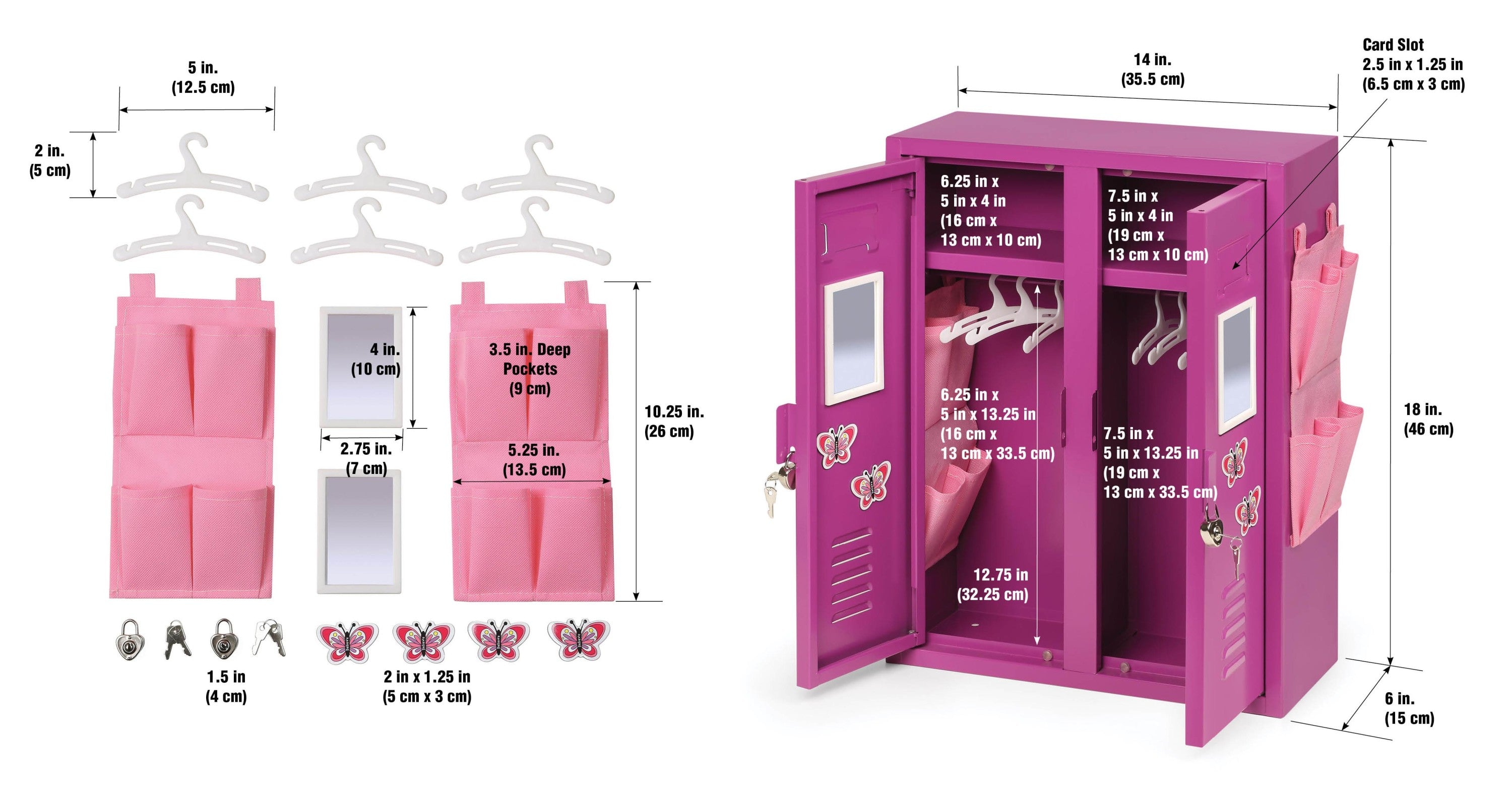 Purple Double Doll Locker with Hangers for 18 inch Dolls V384406