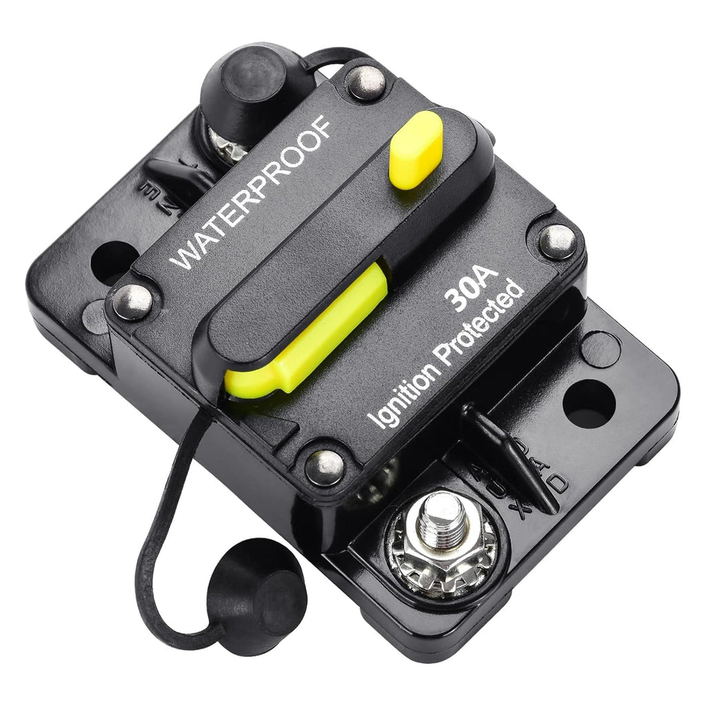 30 Amp Circuit Breaker, Inline Fuse Inverter with Manual Reset, 12V-48V DC Water Proof, Surface Mount-30A, Pack of 2 P270