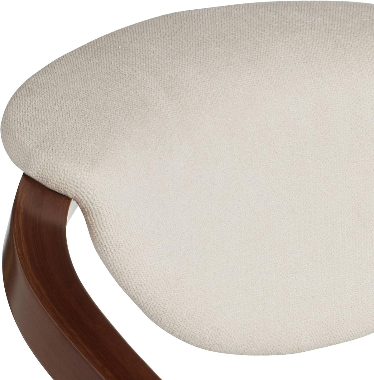 Walnut Bamboo Swivel Stool Brown 26 1/2" High Ivory Velvet Upholstered Cushion with Backrest Footrest M176