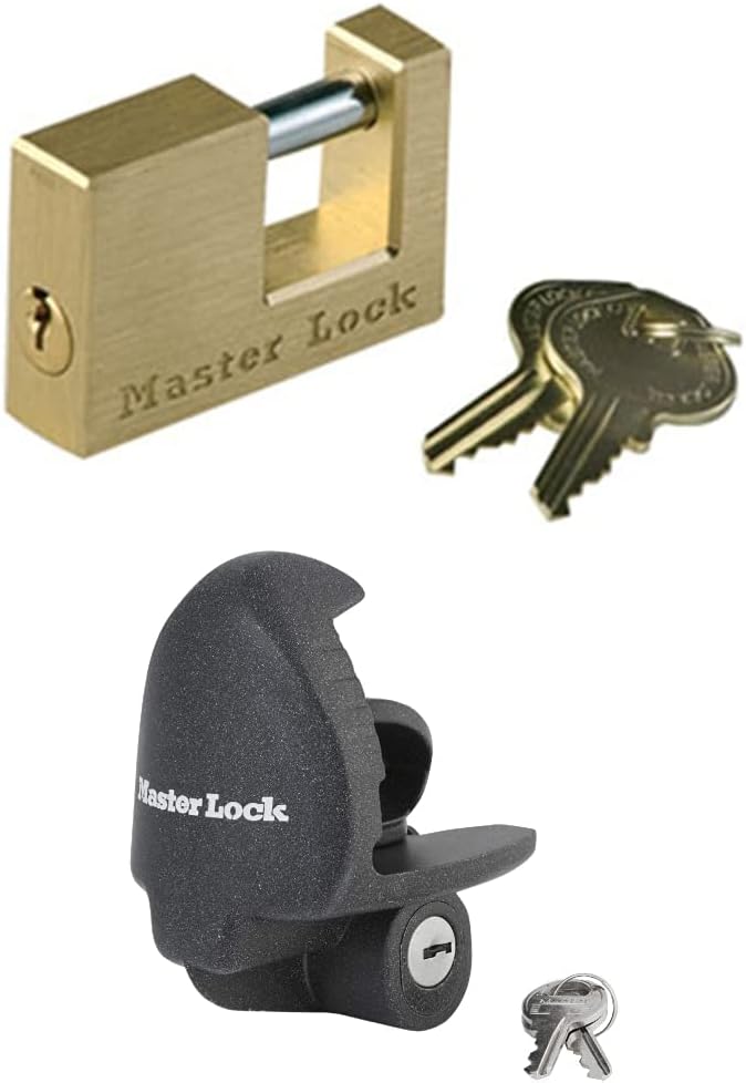 Solid Brass Coupler Lock & Black Trailer Hitch Lock Pack of 2 Z25717