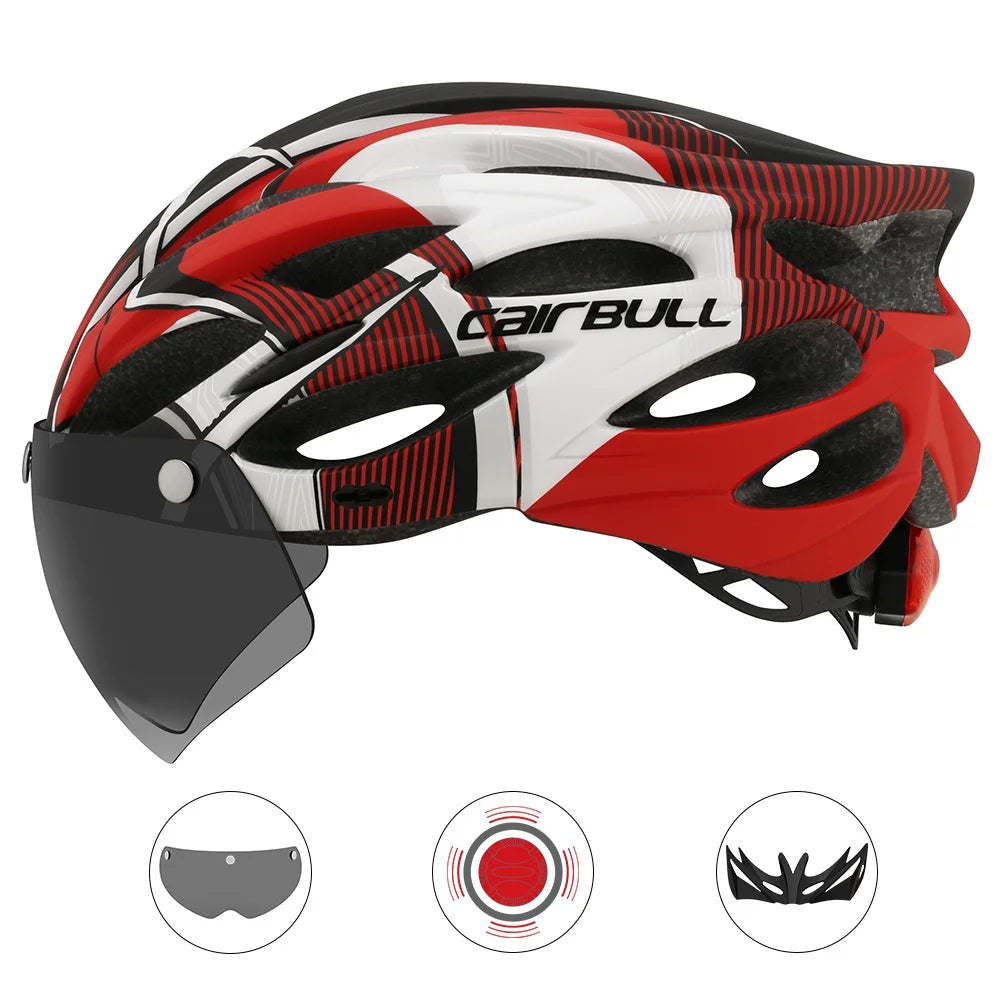Road Mountain Bike Helmet with Lens and Brim Taillight C9152