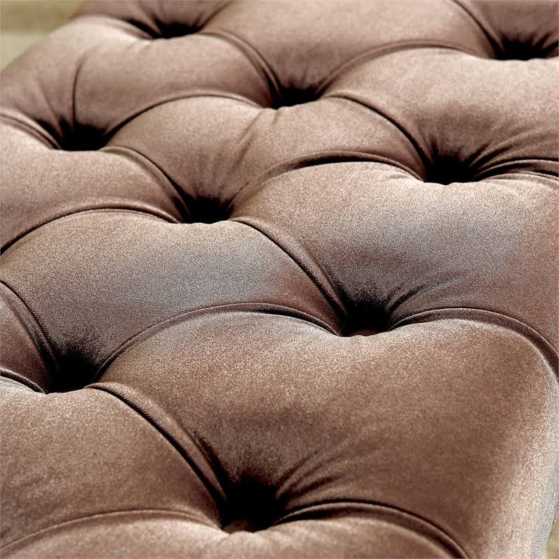 Brown Fabric Tufted Bench M585