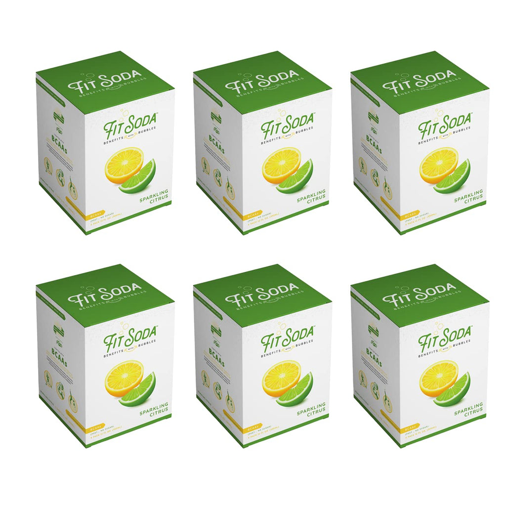 Sparkling Citrus Fit Soda, Zero Calorie Soft Drink, Hydrating Electrolytes & BCAAs (24 PACK) Pack of 2 I438178