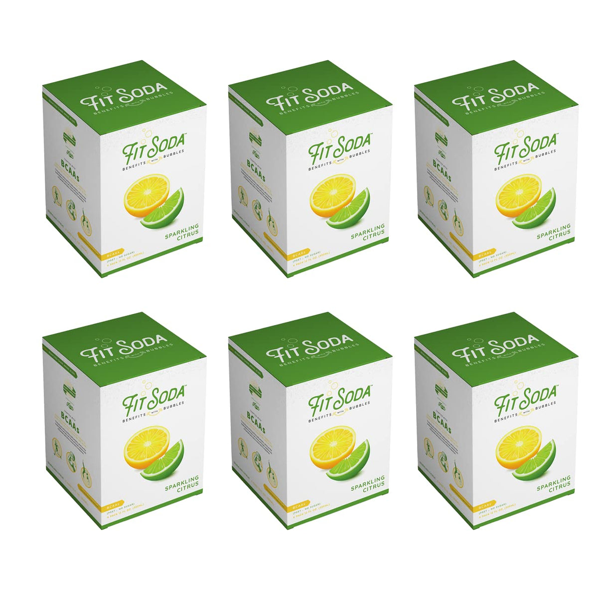 Sparkling Citrus Fit Soda, Zero Calorie Soft Drink, Hydrating Electrolytes & BCAAs (24 PACK) Pack of 2 I438178