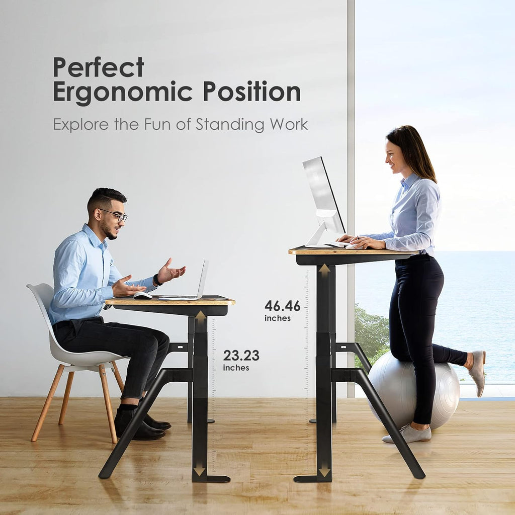 Electric Standing Desk with Solid Top, Adjustable Height, 48 x 24 G969802