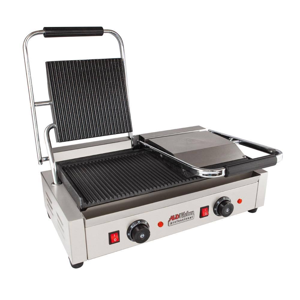 Double Panini Press Sandwich Maker with Cast-Iron Ribbed Plates Nonstick M80692