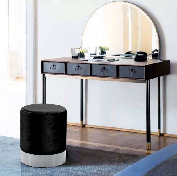 Black Velvet Ottoman/Stool V49807