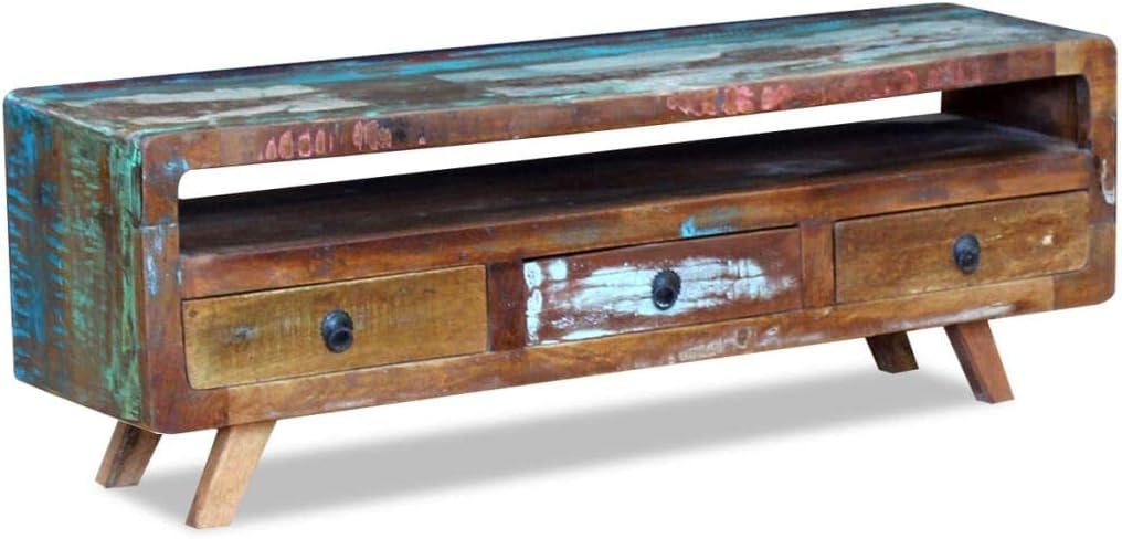 Vintage TV Stand with 3 Drawers Solid Reclaimed Wood Y937182