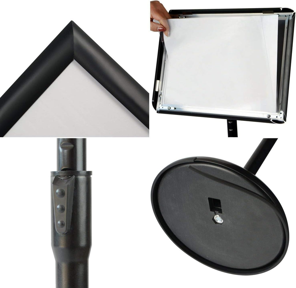 Heavy Duty Adjustable Aluminum Floor Standing Sign Holder, Black R127