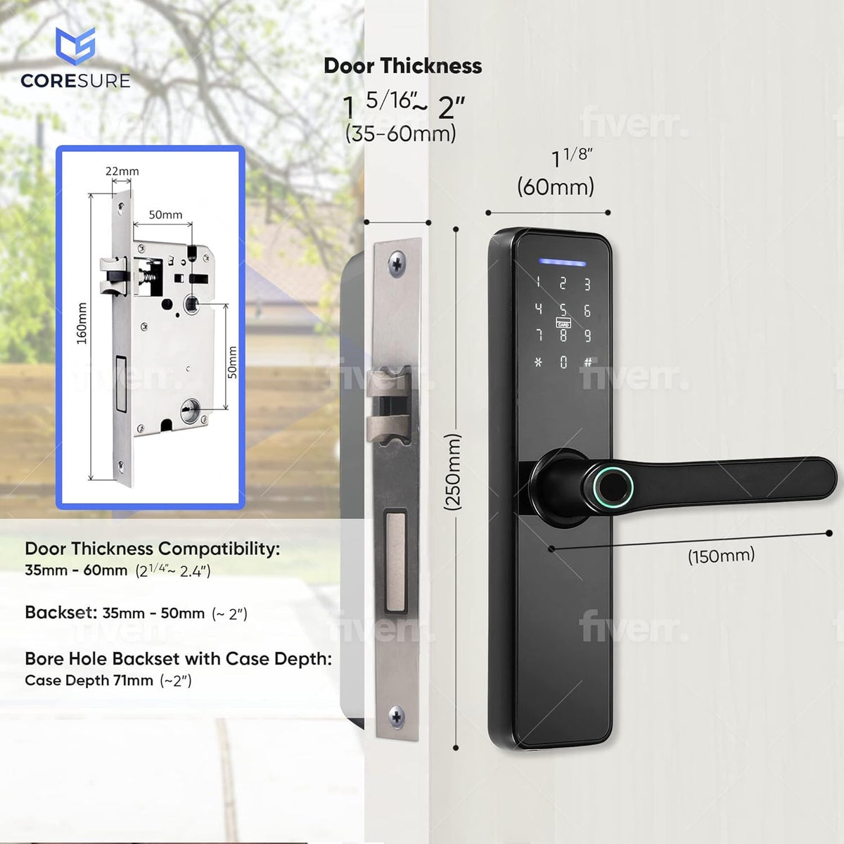 Smart Keyless Entry Door Lock with Fingerprint Electronic Deadbolt T89631