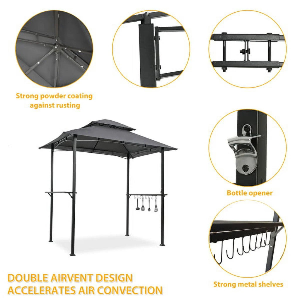 Grey Outdoor Grill Gazebo with Steel Frame Y367