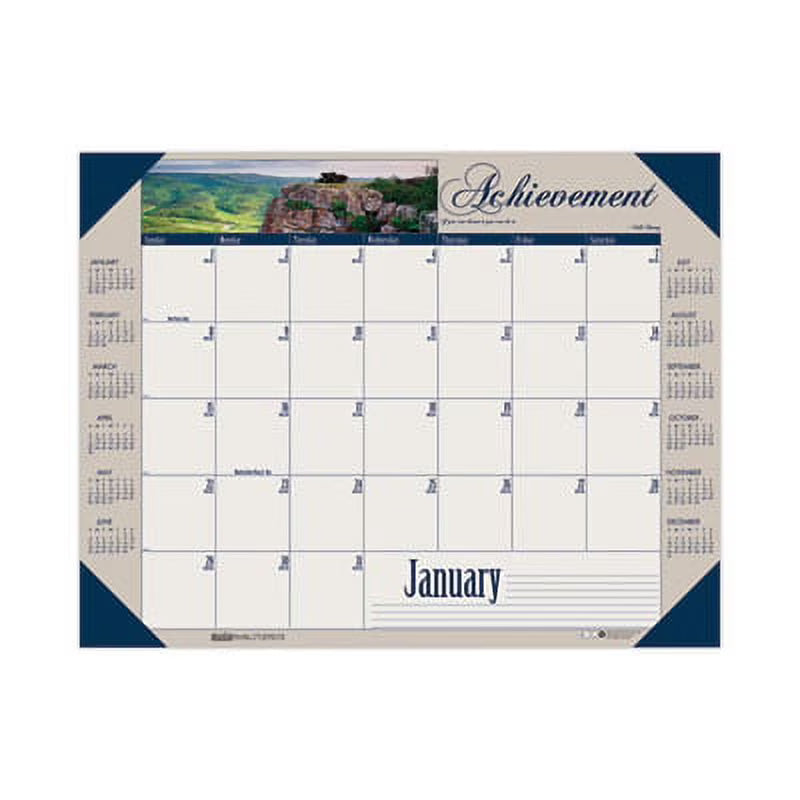 Recycled Monthly Desk Pad Calendar, 22 x 17, Blue Binding/Corners, 12-Month Z8282