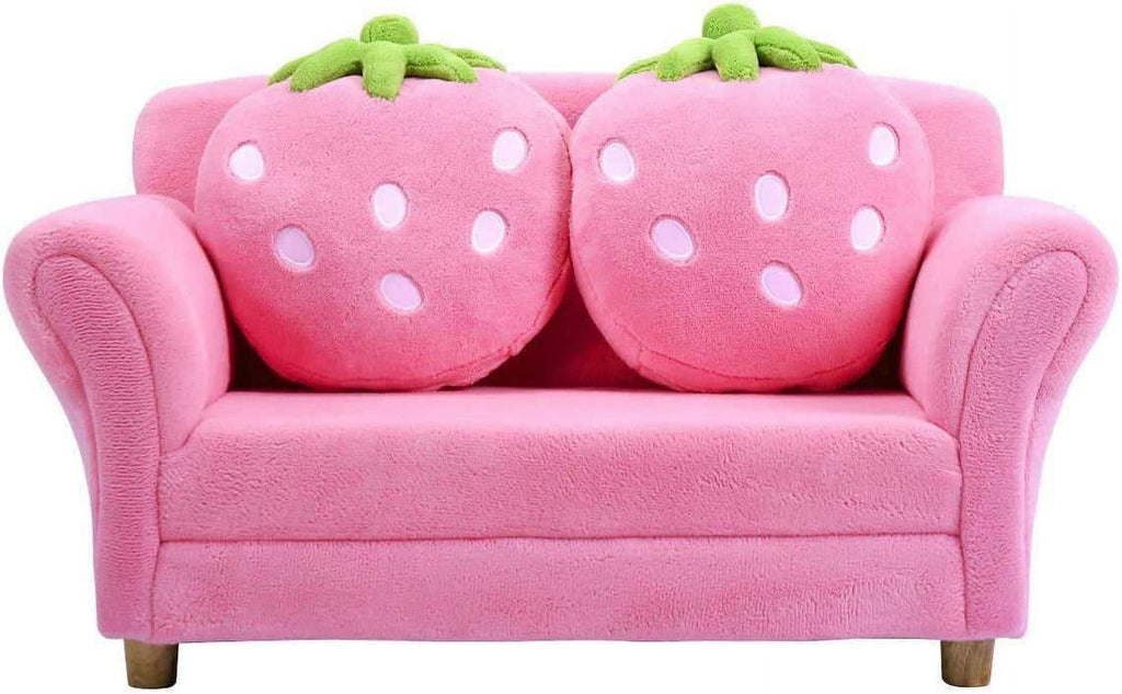 Pink Toddler Couch with Wooden Frame and Coral Fleece Surface S78435