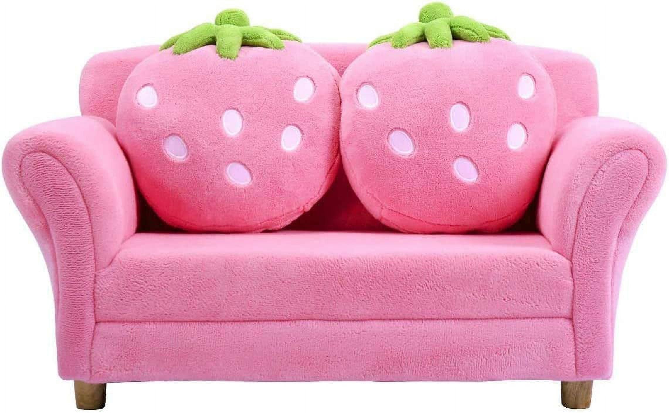 Pink Toddler Couch with Wooden Frame and Coral Fleece Surface S78435