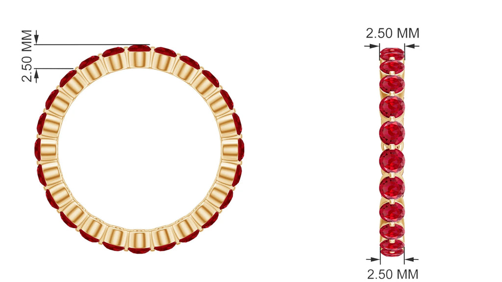 Lab Created Ruby Eternity Ring, 10K Yellow Gold, US 4.25 G5991