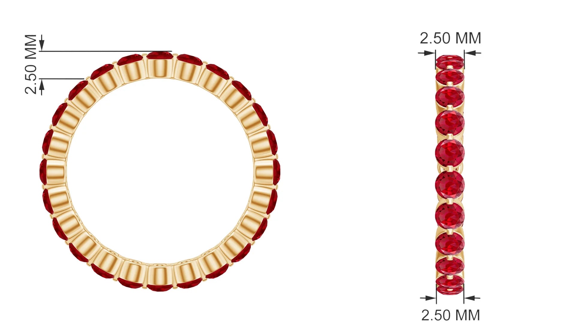 Lab Created Ruby Eternity Ring, 10K Yellow Gold, US 4.25 G5991