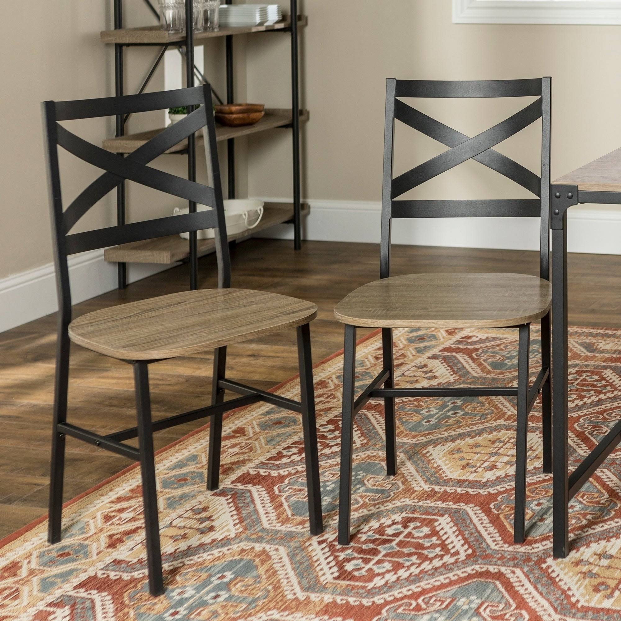 Grey Wash X-Back Dining Chair (Set of 2) V11406