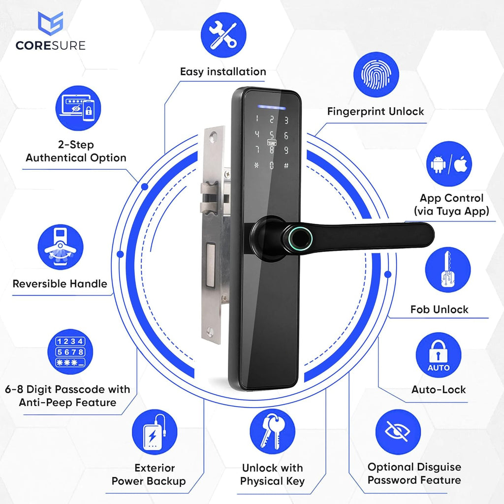 Smart Keyless Entry Door Lock with Fingerprint Electronic Deadbolt T89631