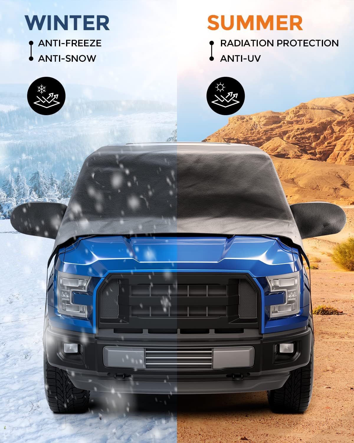 Waterproof Thicken Windshield Cover for Ice and Snow, Pack of 2 V363