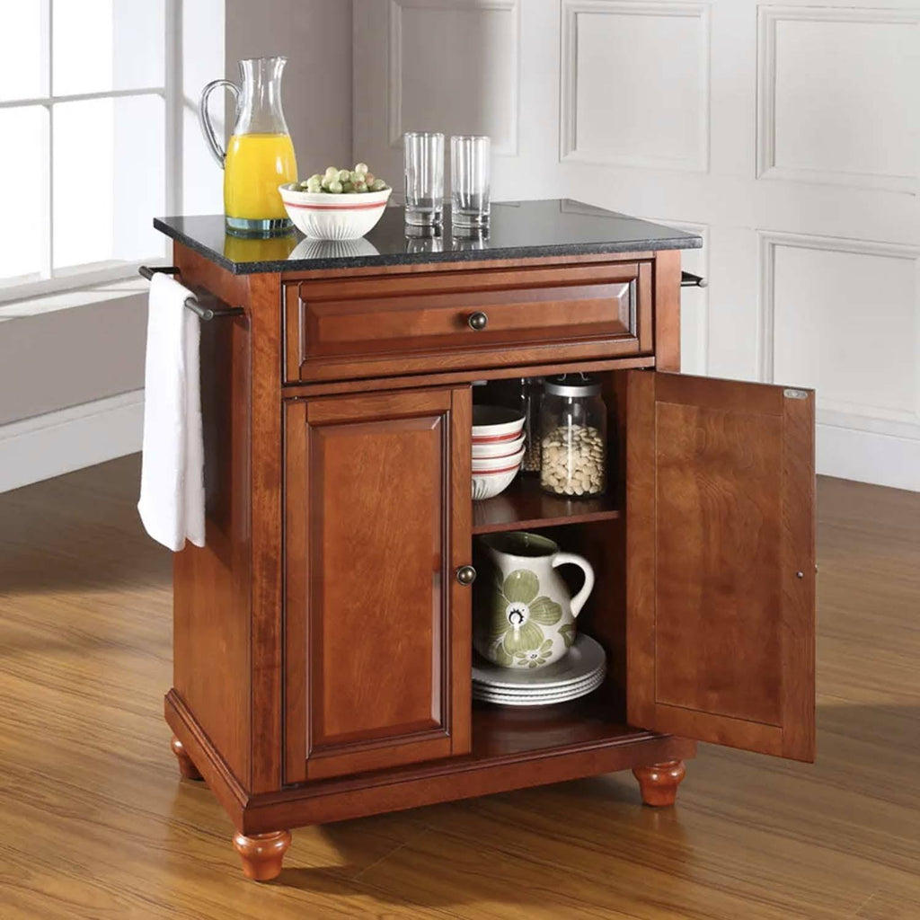 Black Granite Top Portable Kitchen Island R631