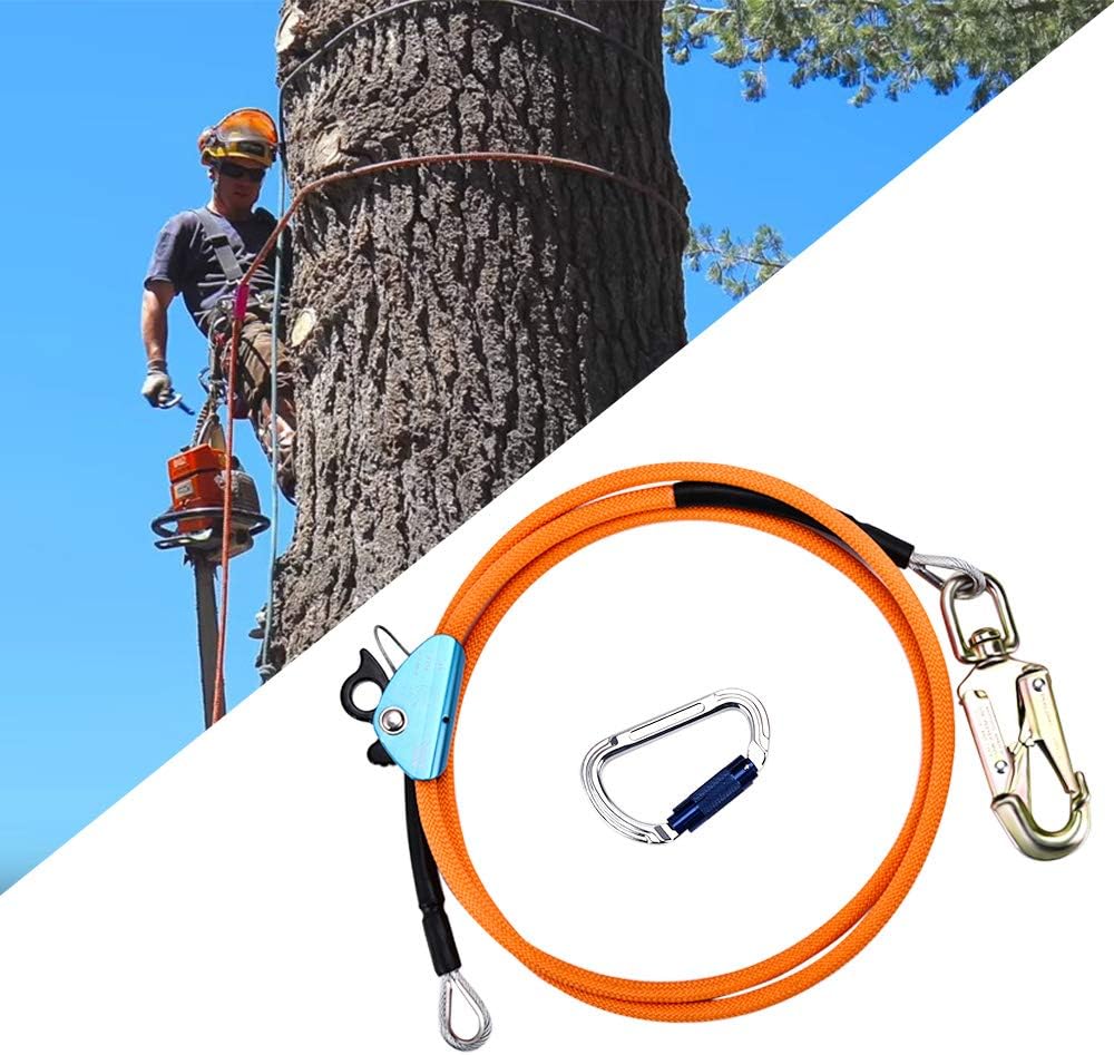 Steel Wire Core Flip Line Kits with Triple Lock Carabiner Adjuster, Adjustable Lanyard, Cut Resistant, 1/2x8ft, Pack of 2 A4954