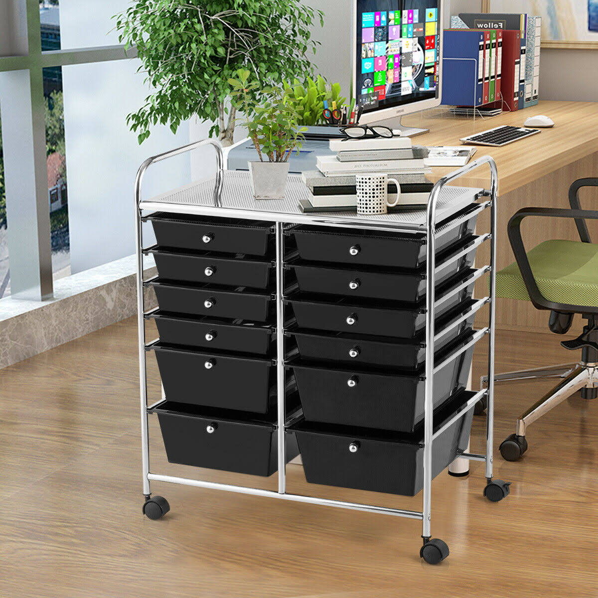 12 Drawers Black Rolling Storage Cart C956349