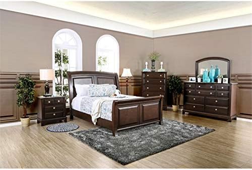 Solid Wood 5-Drawer Chest in Brown Cherry T7630