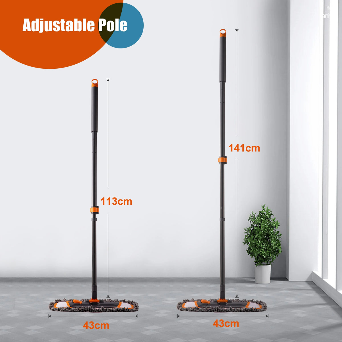 Dust Flat Mop with 3 Microfiber Mop Pads T140297