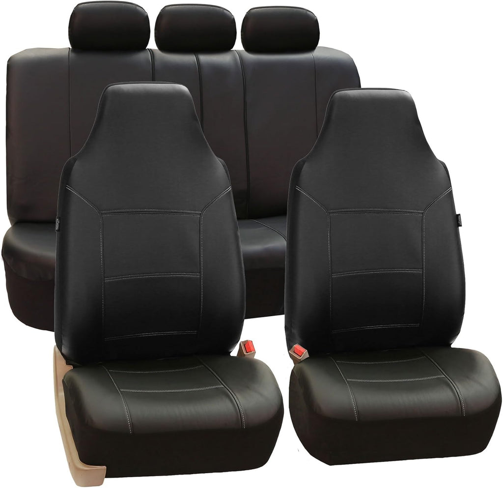 Gray Leather Seat Covers Full Set Pack of 2 O669299