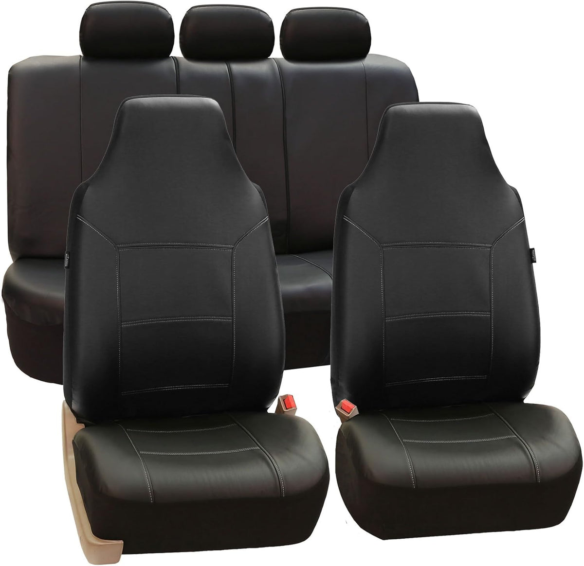 Gray Leather Seat Covers Full Set Pack of 2 O669299